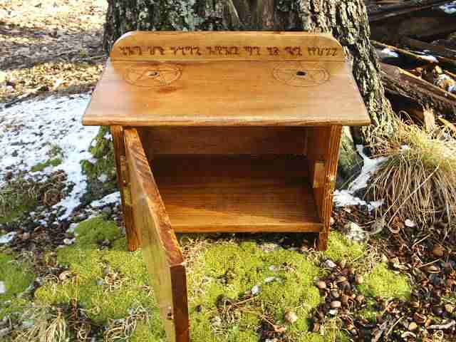 Wiccan Altar Table with cabinet door