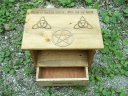 Witches Pentagram and Triquetra Altar with Drawer and Shelf